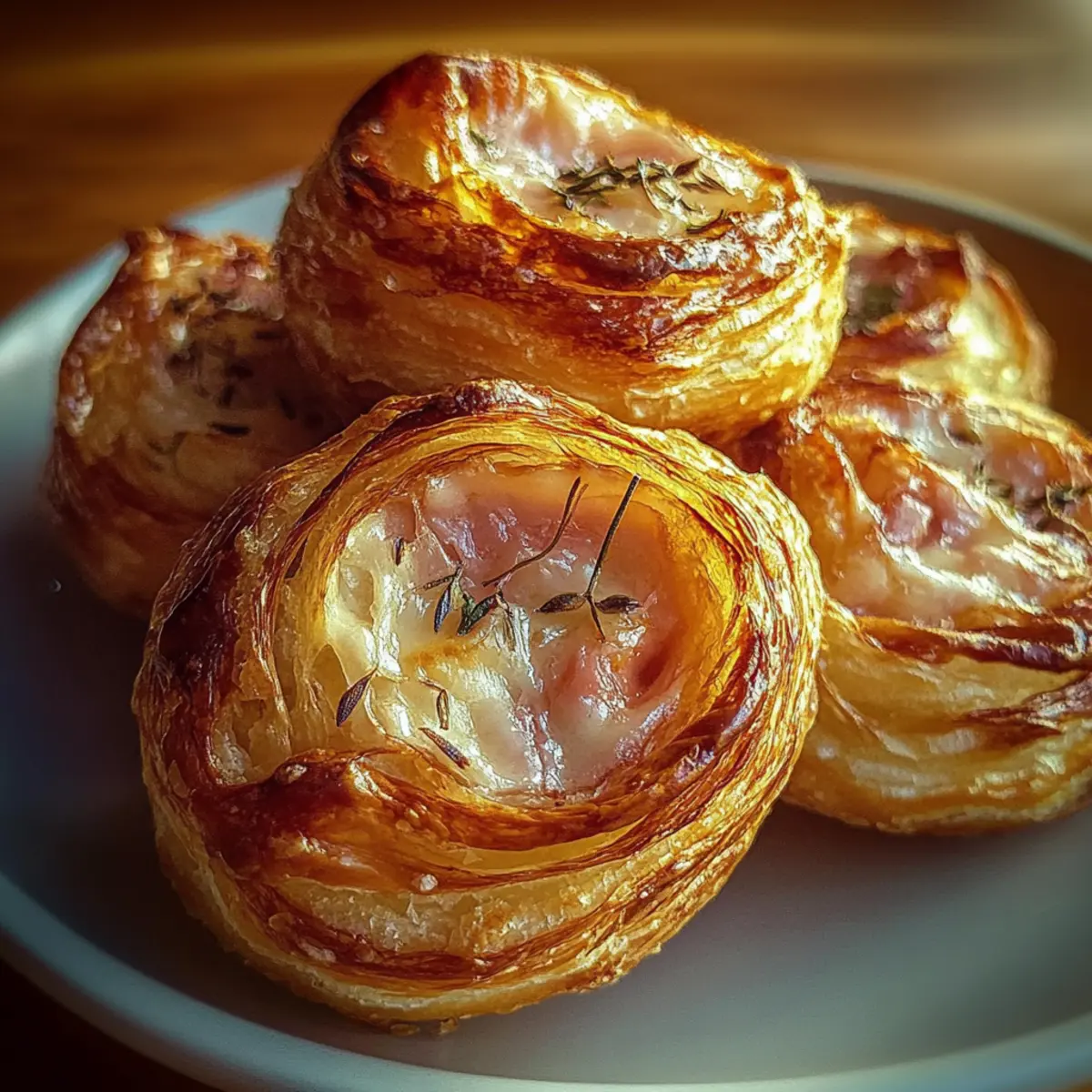 Ham and Cheese Puff Pastry Swirls