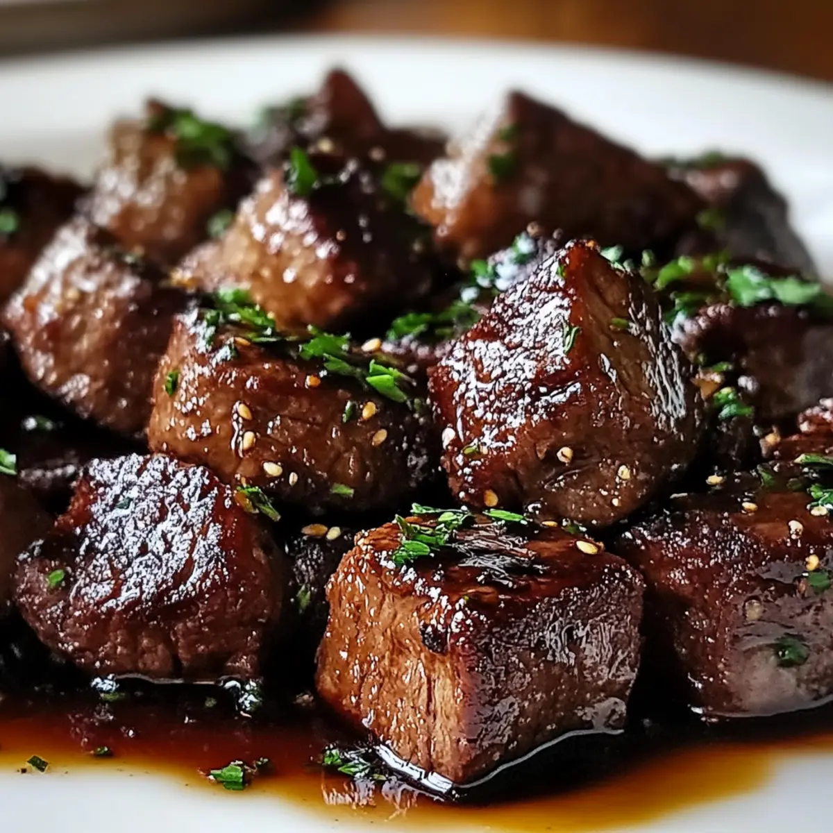 Healthy Clean High Protein Garlic Balsamic Steak Bites