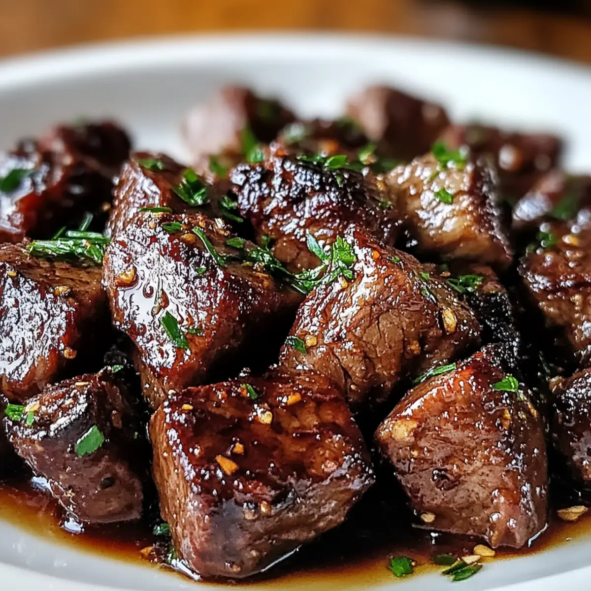 Healthy Clean High Protein Garlic Balsamic Steak Bites