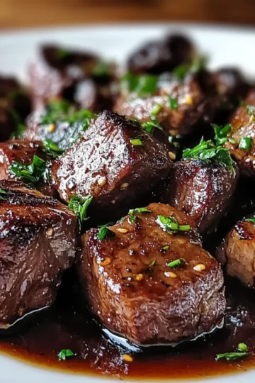 Healthy Clean High Protein Garlic Balsamic Steak Bites