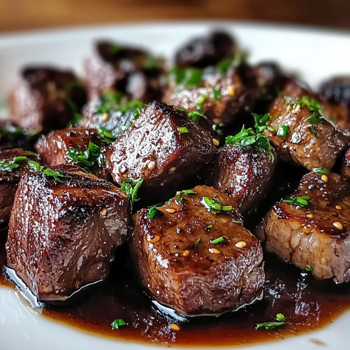 Healthy Clean High Protein Garlic Balsamic Steak Bites
