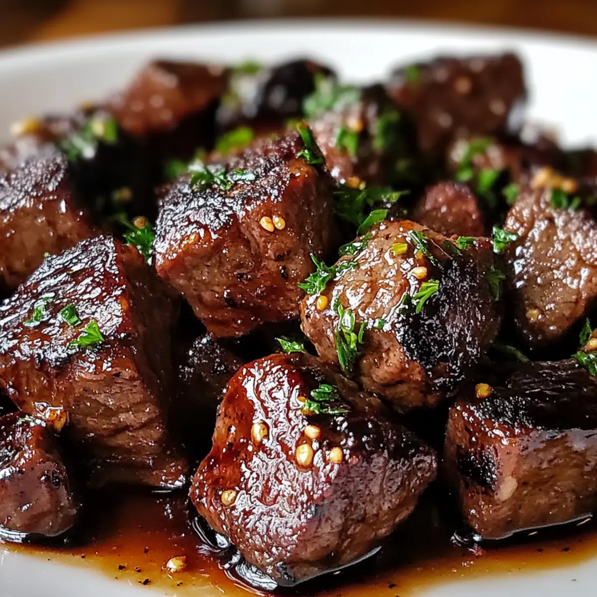 Healthy Clean High Protein Garlic Balsamic Steak Bites