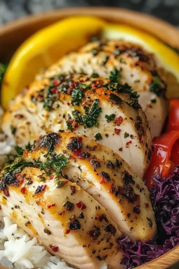 Healthy Lemon Garlic Chicken Meal Prep Bowls