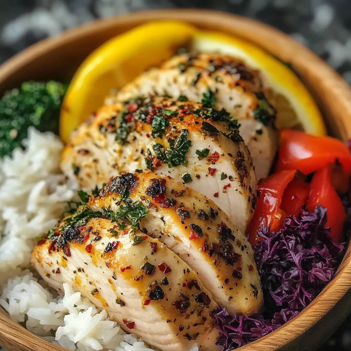 Healthy Lemon Garlic Chicken Meal Prep Bowls