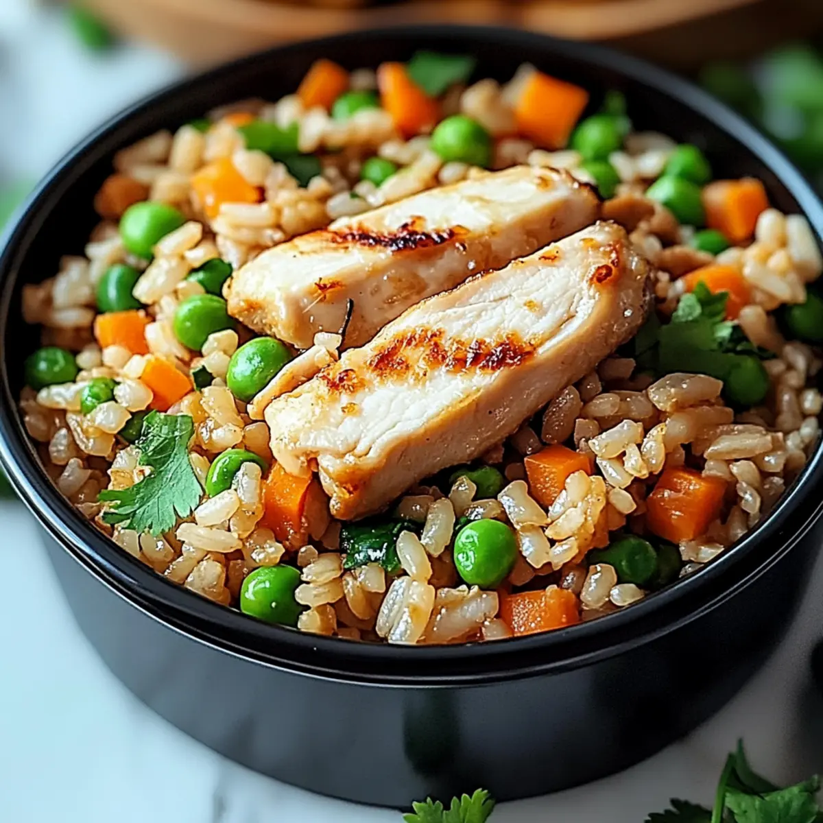 High Protein Crispy Garlic Chicken Fried Rice