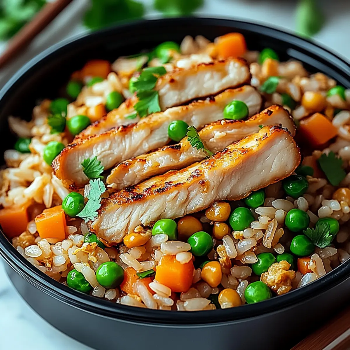 High Protein Crispy Garlic Chicken Fried Rice