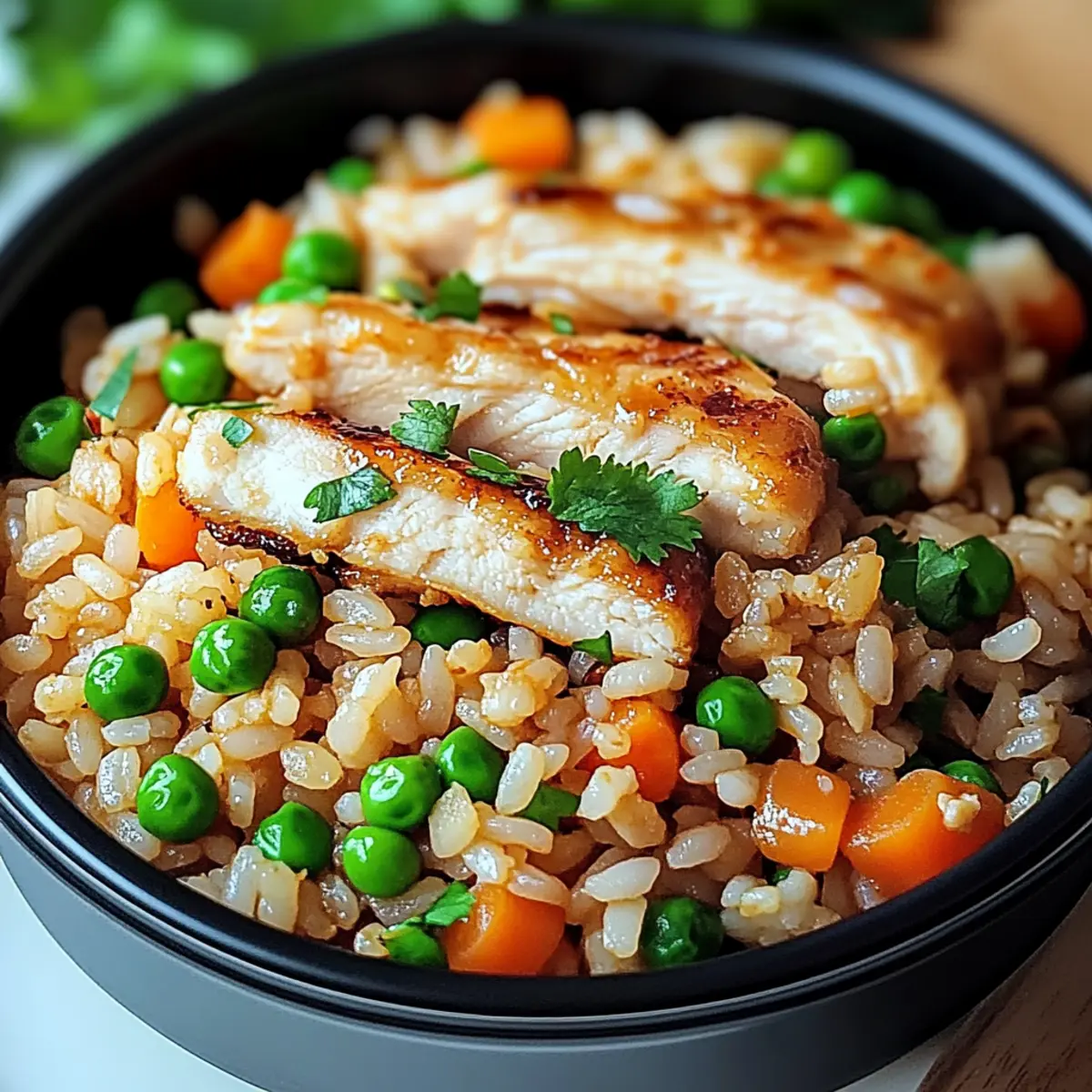 High Protein Crispy Garlic Chicken Fried Rice