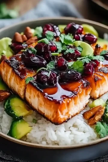 Honey Sriracha Glazed Salmon Bowls