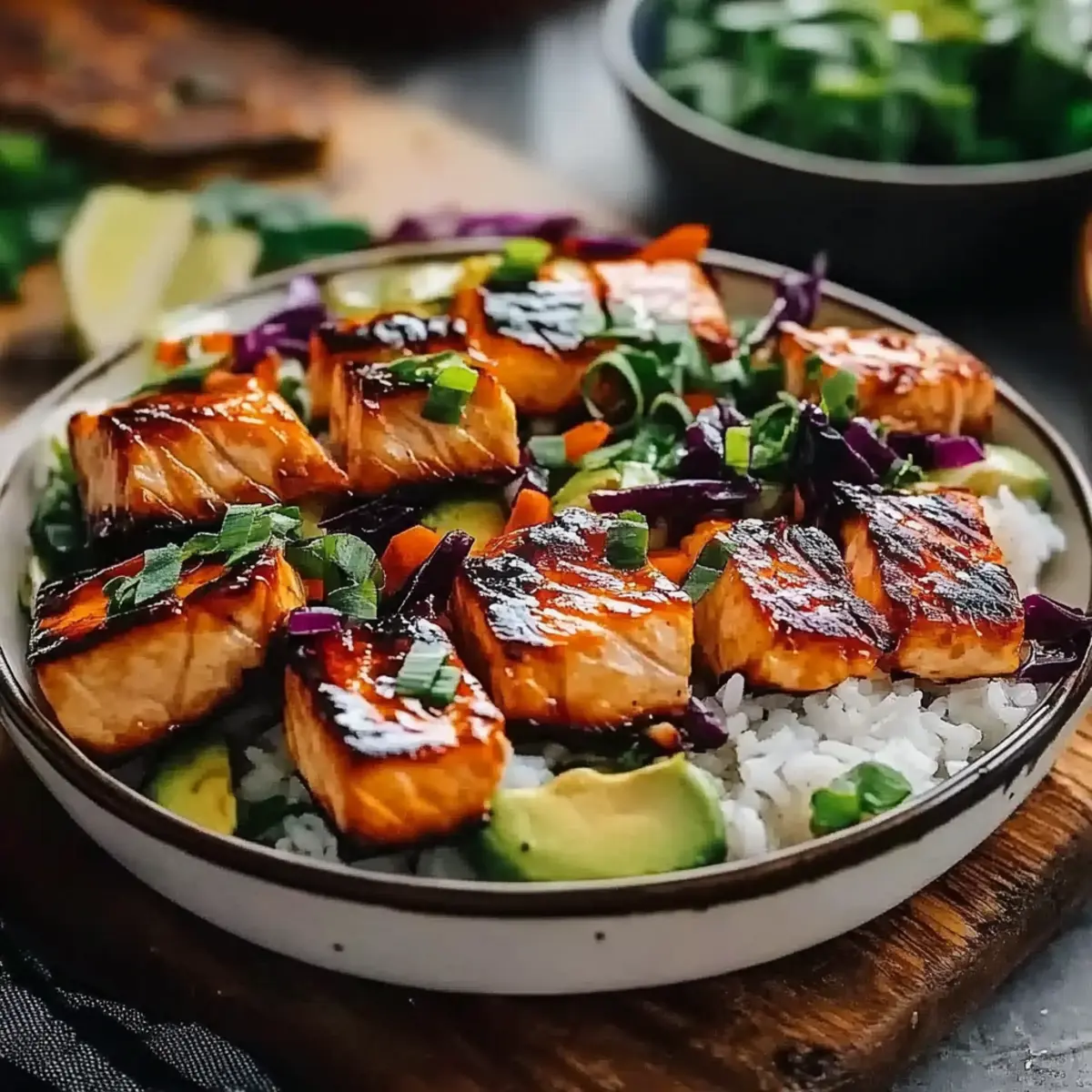 Honey Sriracha Glazed Salmon Bowls