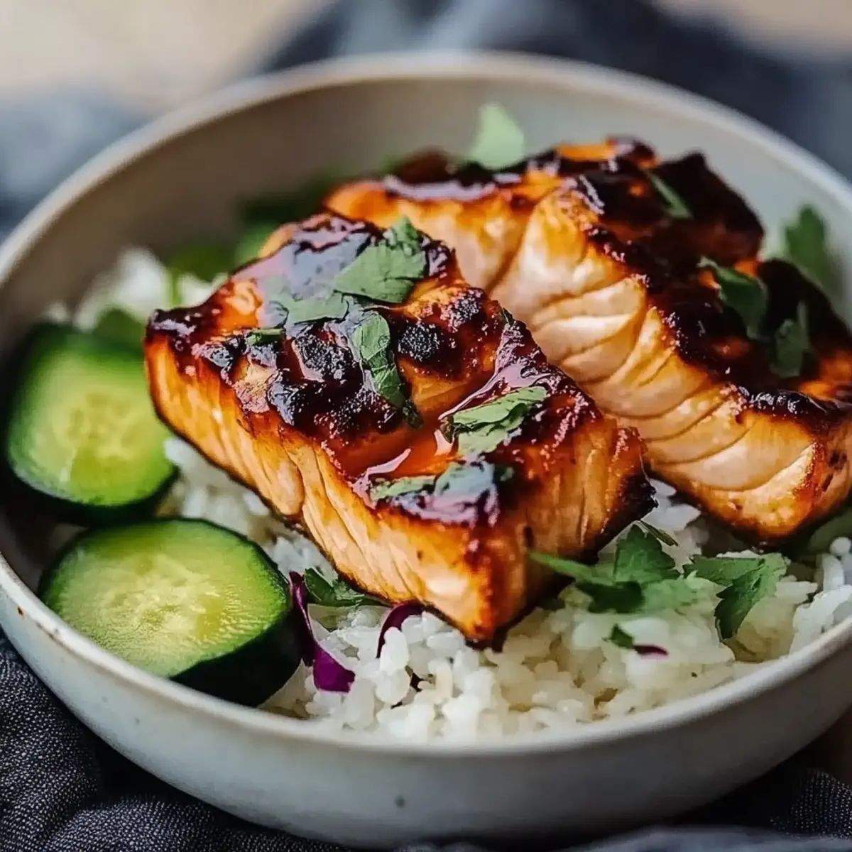 Honey Sriracha Glazed Salmon Bowls