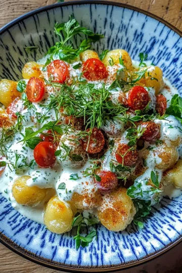 Knuspriger Gnocchi-Salat mit Joghurt-Dressing