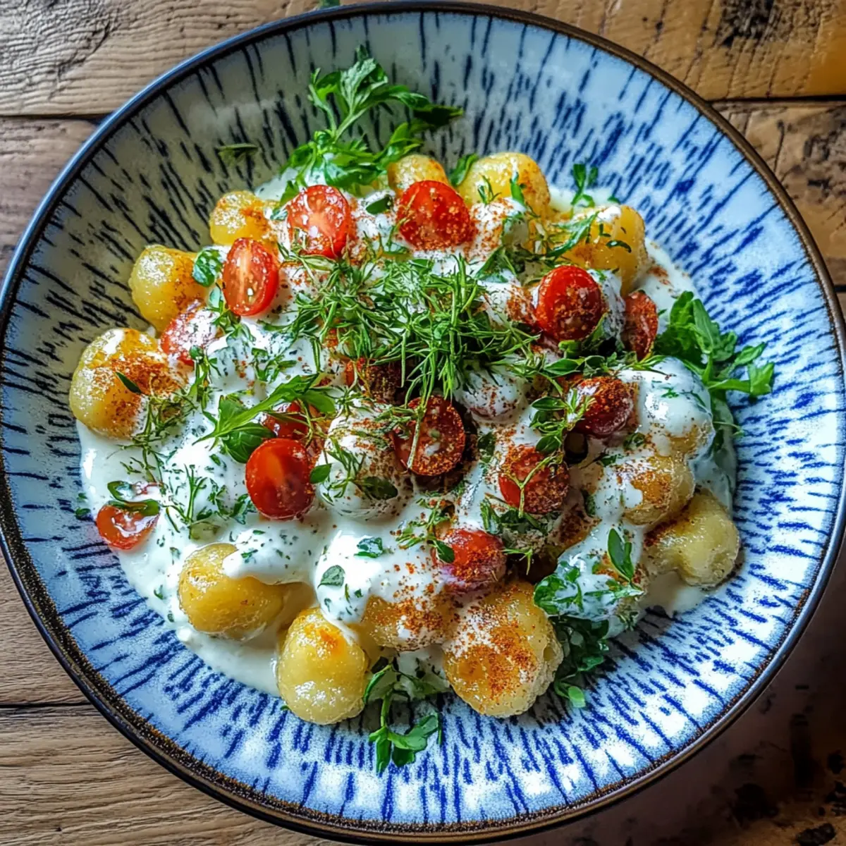 Knuspriger Gnocchi-Salat mit Joghurt-Dressing