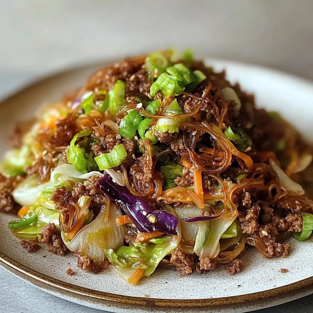 Low-Carb Mongolian Ground Beef and Cabbage