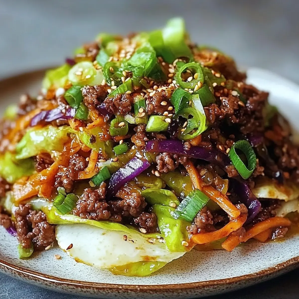 Low-Carb Mongolian Ground Beef and Cabbage