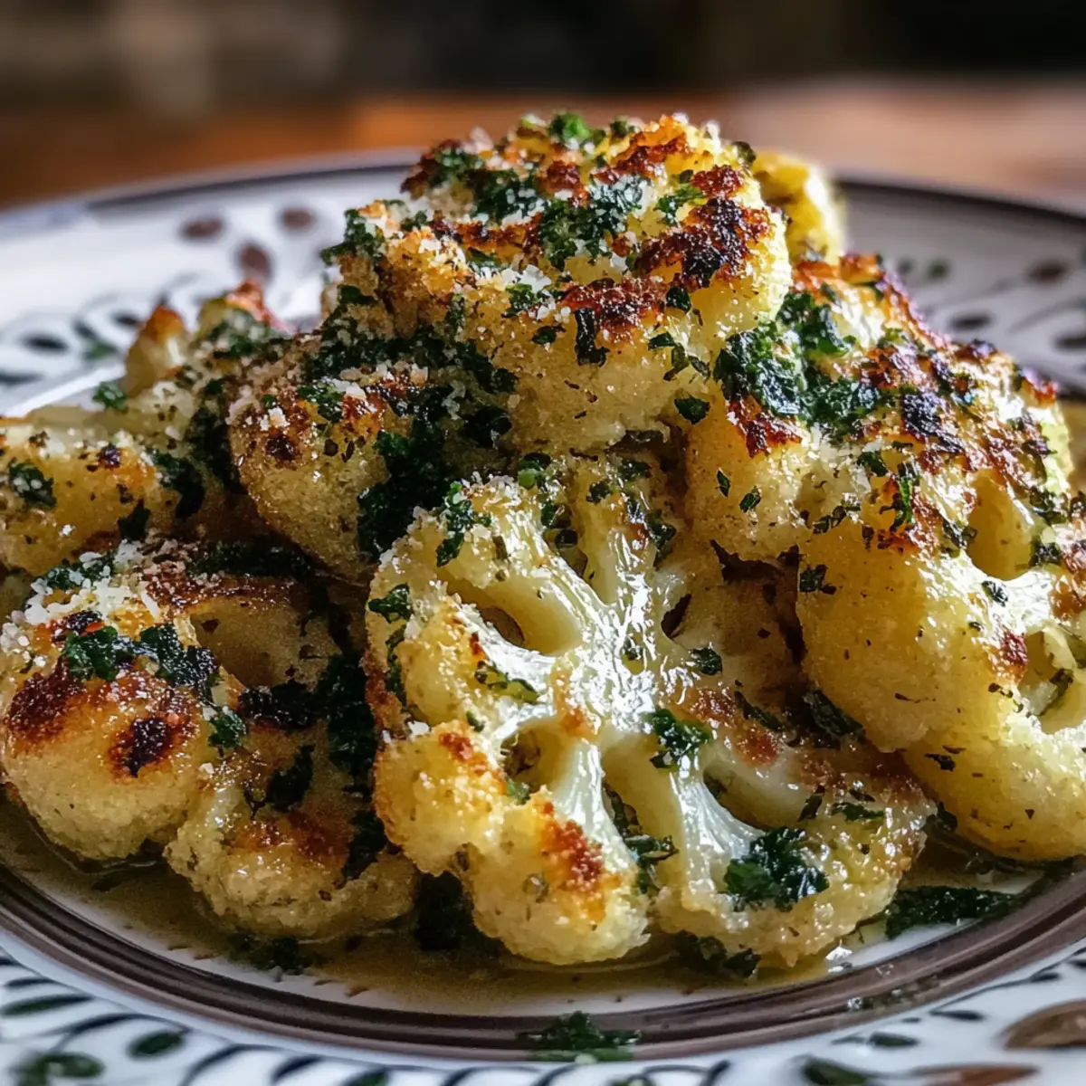 Savory Roasted Cauliflower with Parmesan and Pesto