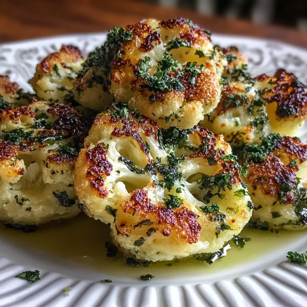Savory Roasted Cauliflower with Parmesan and Pesto