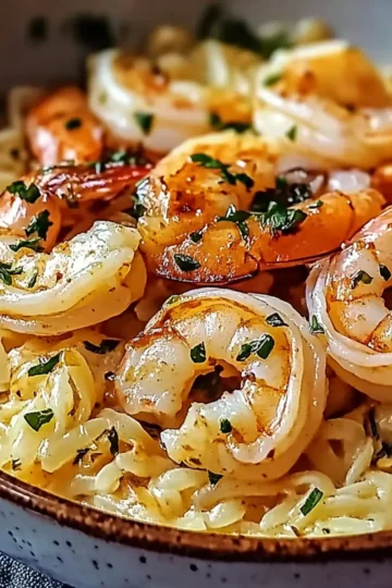 Shrimp Orzo In Lemon Garlic Sauce
