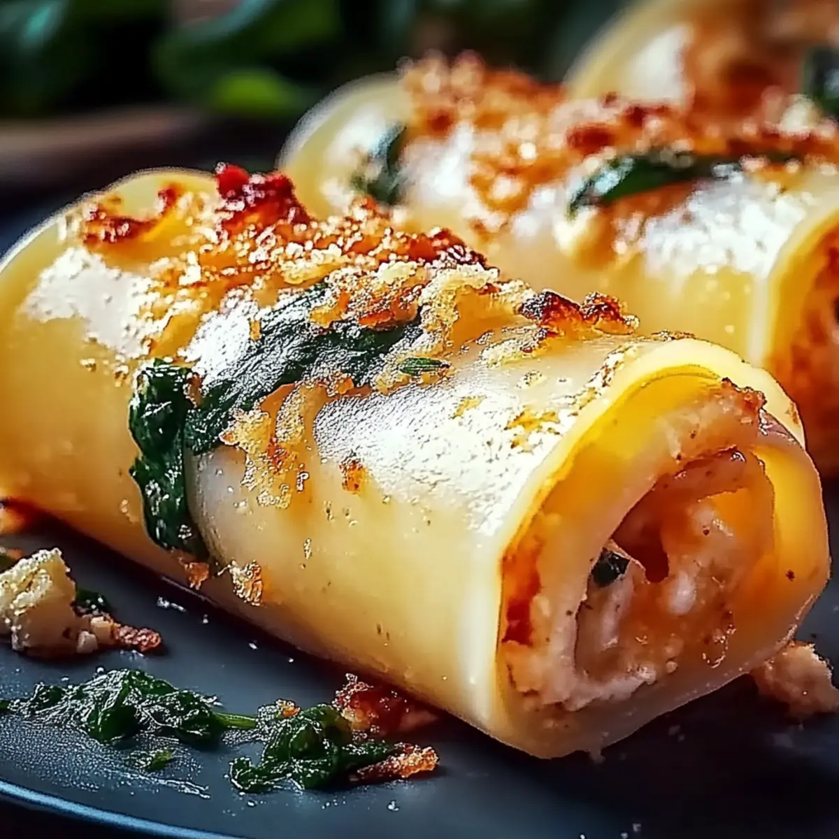 Shrimp and Spinach Stuffed Pasta Rolls