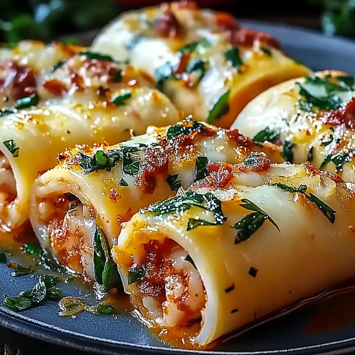 Shrimp and Spinach Stuffed Pasta Rolls