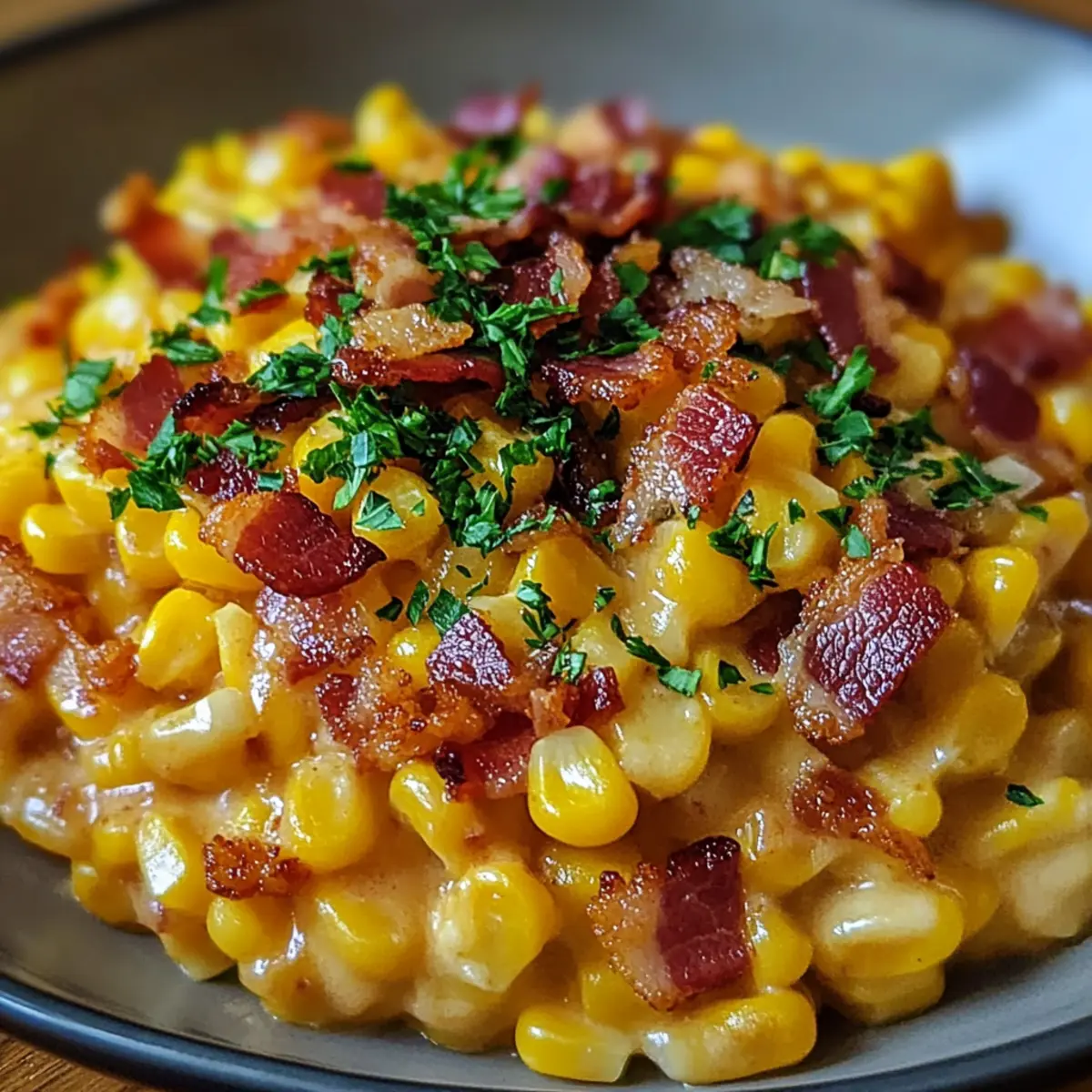 Slow Cooker Cheddar Corn with Bacon