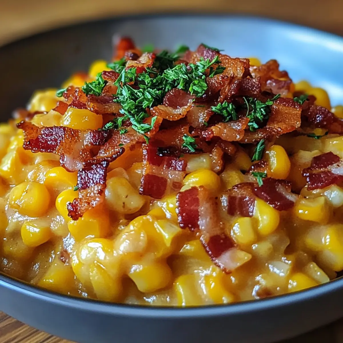 Slow Cooker Cheddar Corn with Bacon