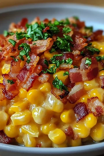 Slow Cooker Cheddar Corn with Bacon