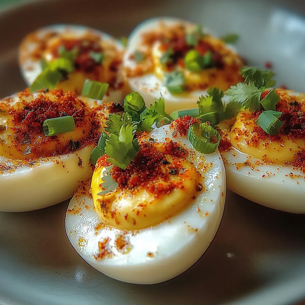 Spicy Chili Garlic Deviled Eggs