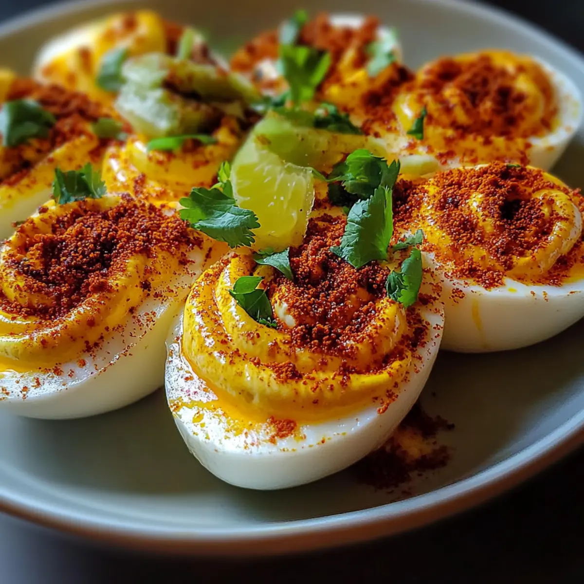 Spicy Chili Garlic Deviled Eggs