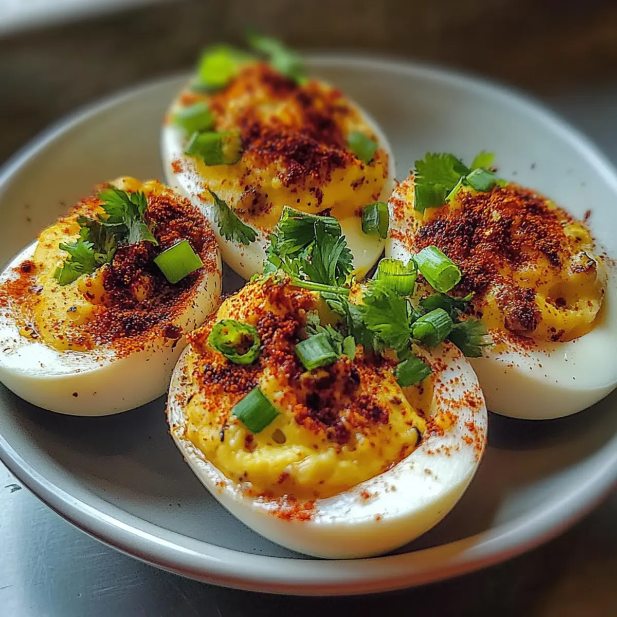 Spicy Chili Garlic Deviled Eggs