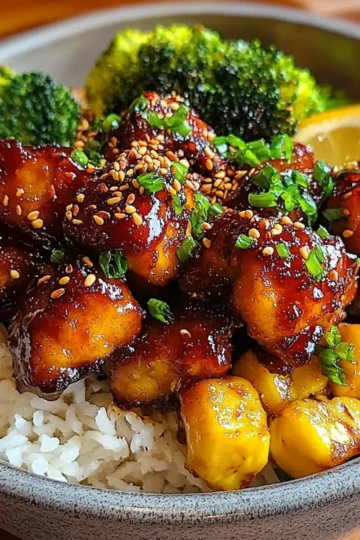 Spicy Sweet Honey Sriracha Chicken Broccoli Bowls