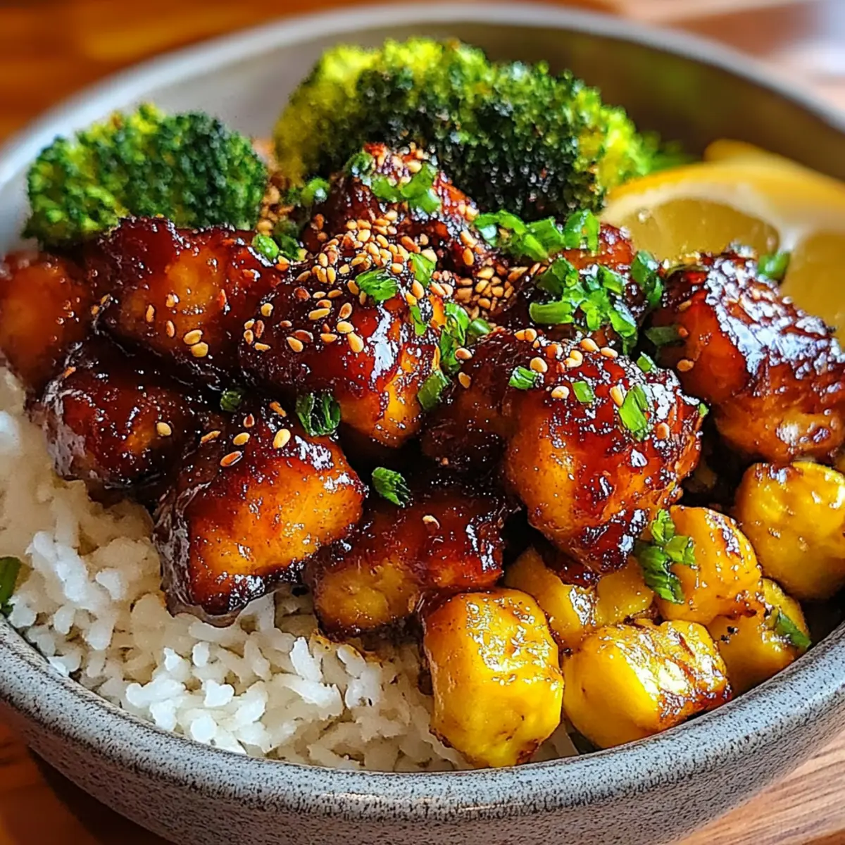 Spicy Sweet Honey Sriracha Chicken Broccoli Bowls
