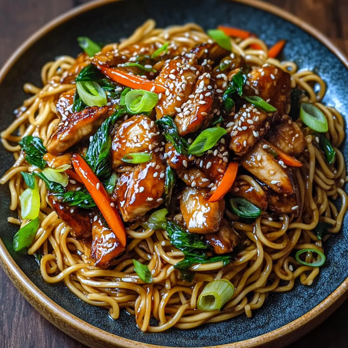 Sticky Garlic Chicken Noodles