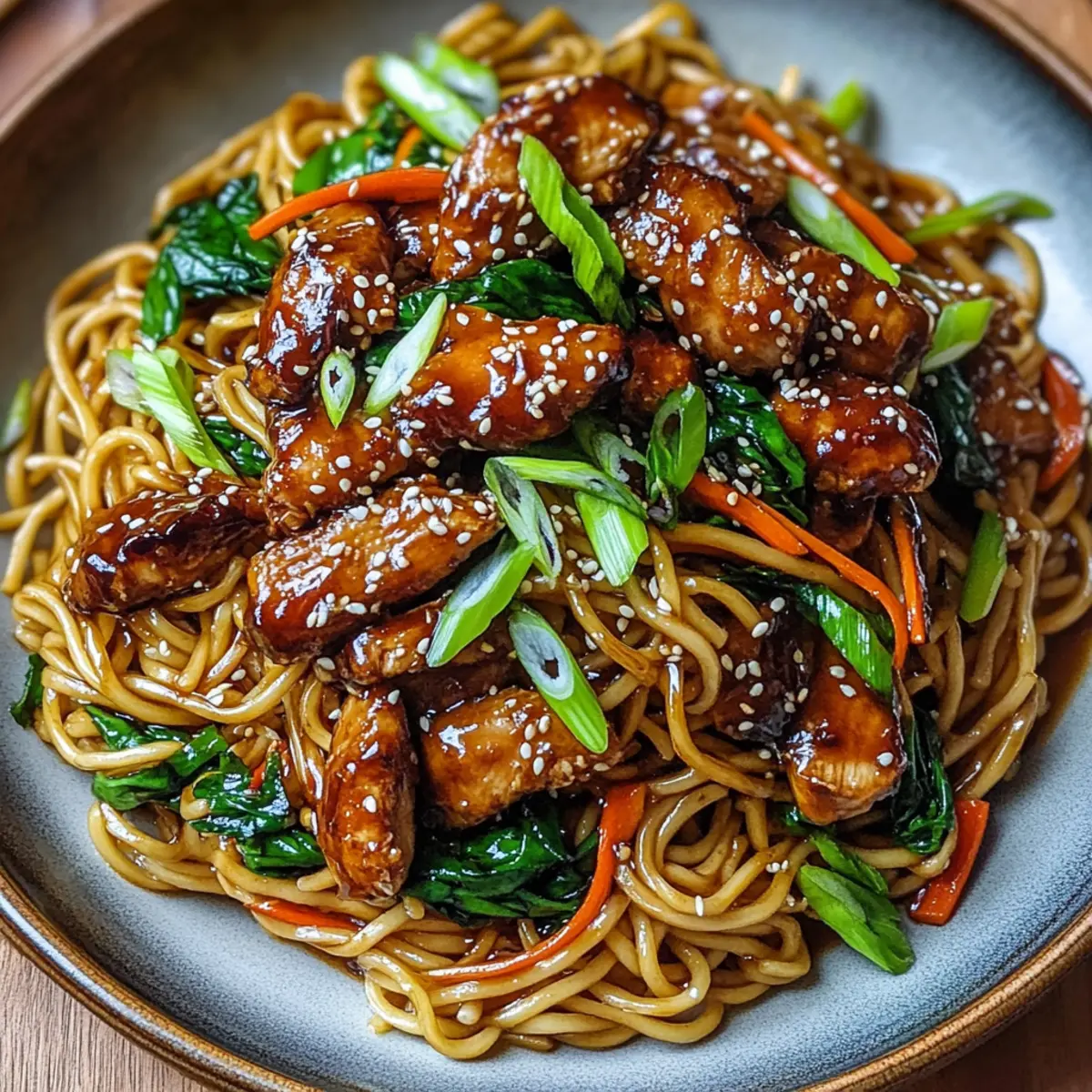 Sticky Garlic Chicken Noodles