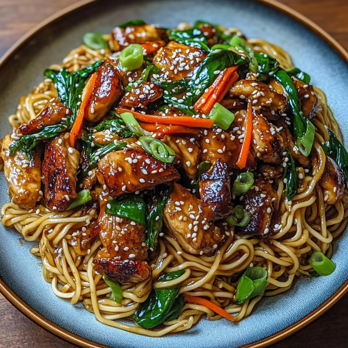Sticky Garlic Chicken Noodles