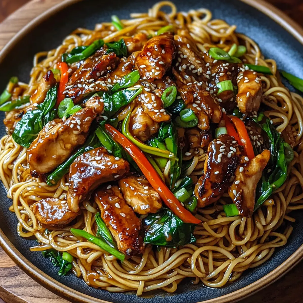 Sticky Garlic Chicken Noodles
