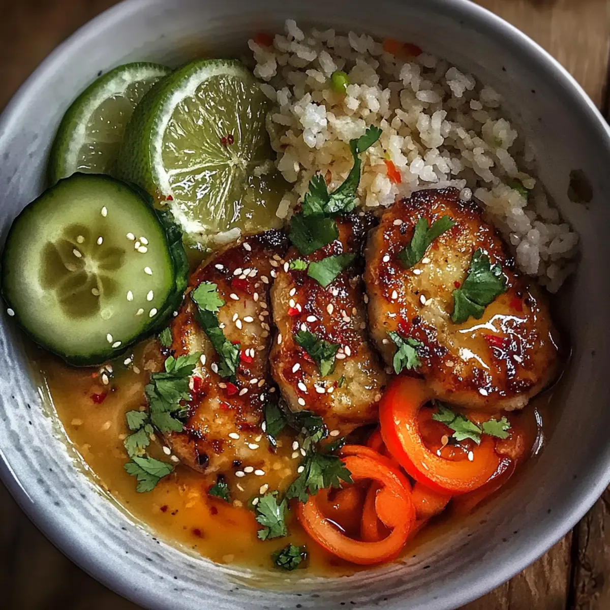 Sweet Chili Chicken Bowl with Zesty Coconut Lime Drizzle