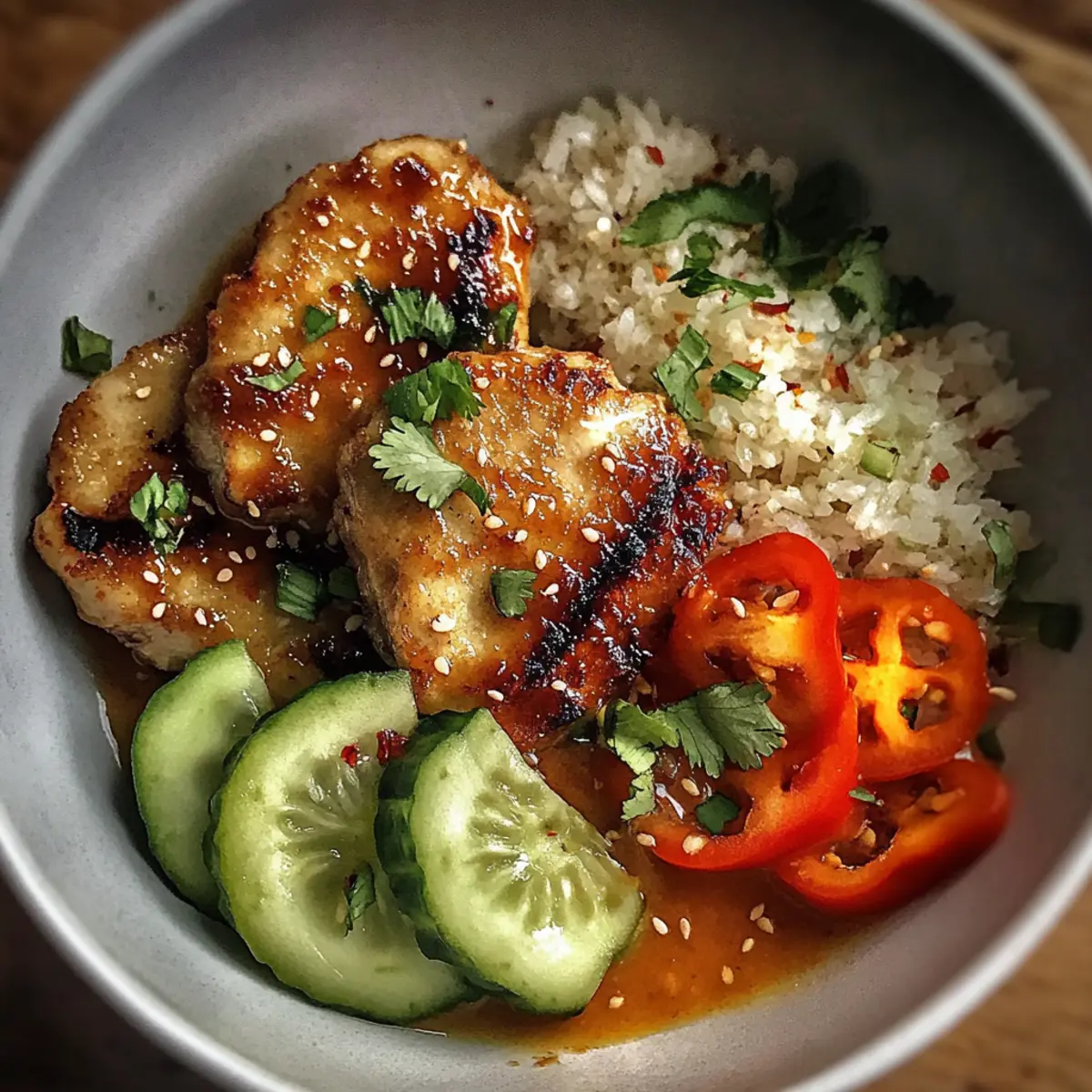 Sweet Chili Chicken Bowl with Zesty Coconut Lime Drizzle