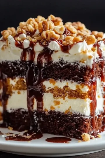 Chocolate Caramel Toffee Crunch Cake