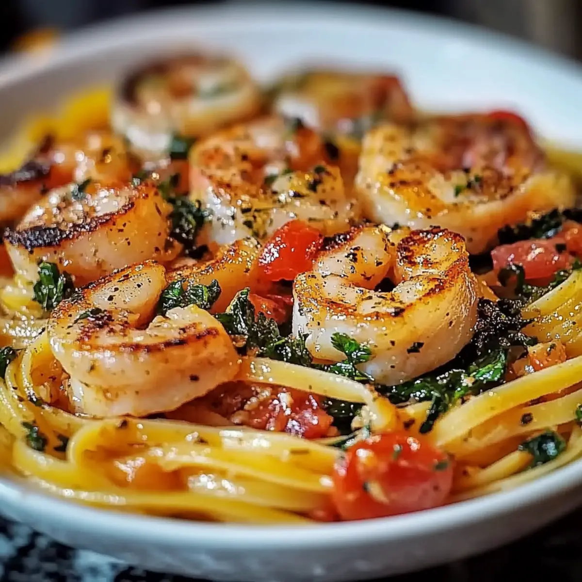 Garlic Shrimp & Spinach Linguine