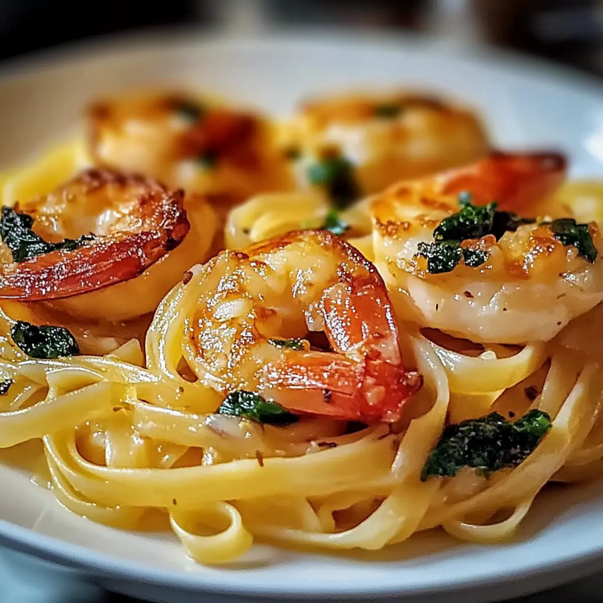 Garlic Shrimp & Spinach Linguine