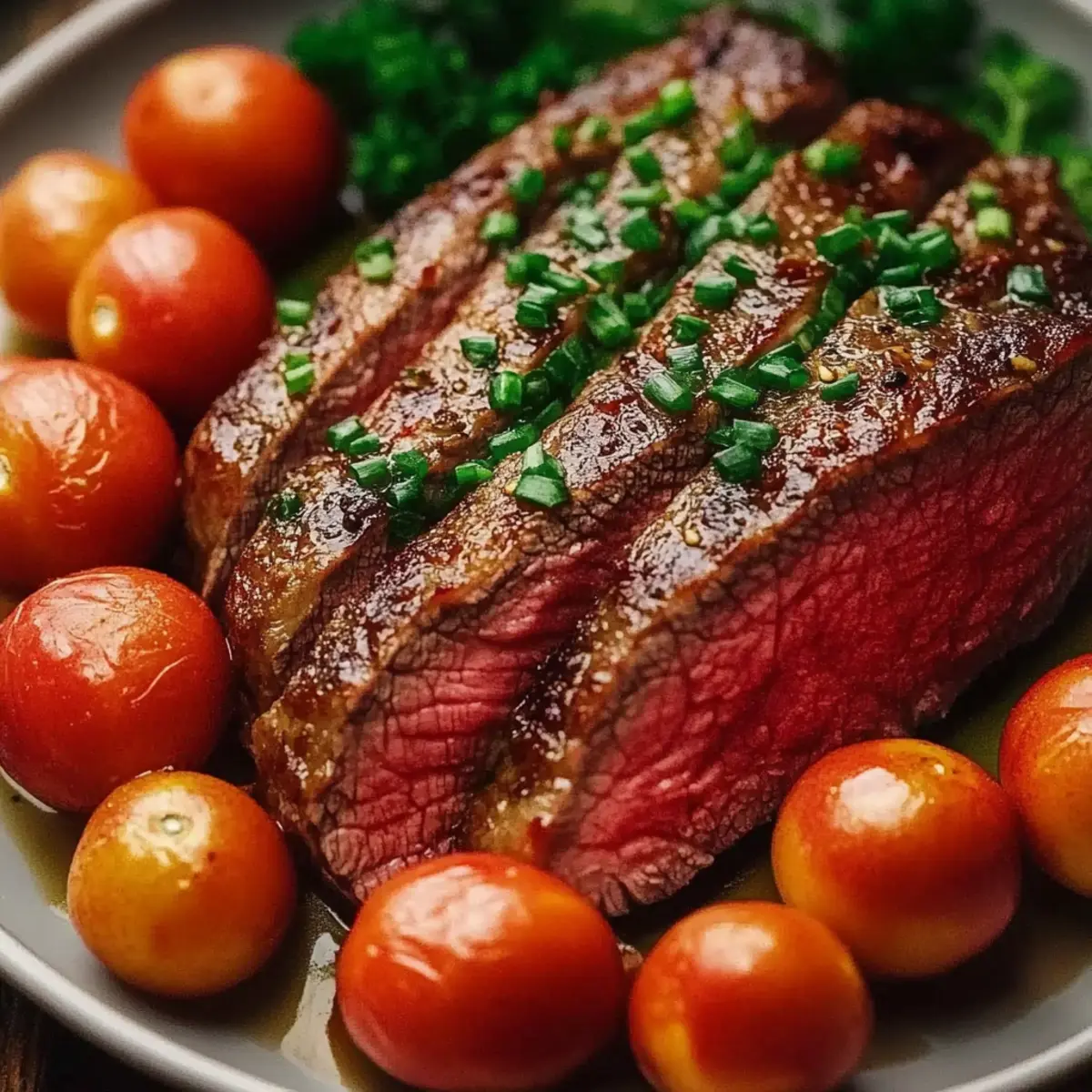 Sliced Steak with Roasted Baby Potatoes and Carrots