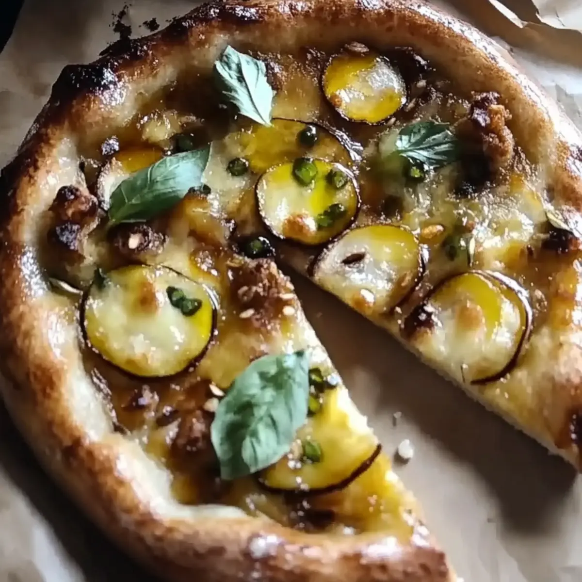 Caramelized Leek Pizza w/ Spicy Honey