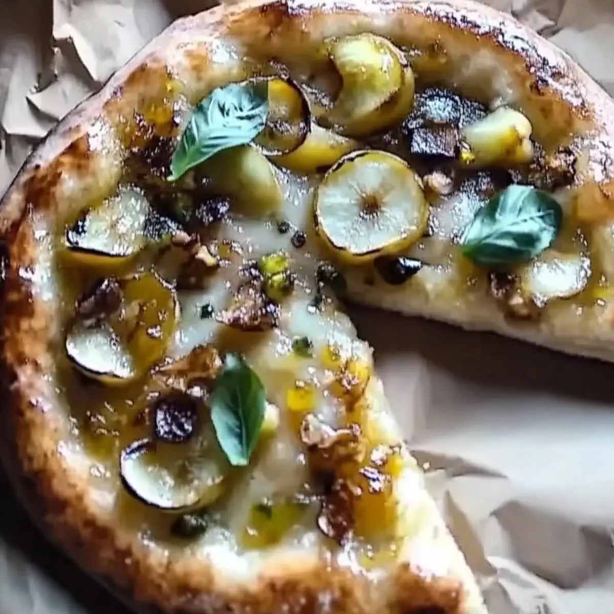 Caramelized Leek Pizza w/ Spicy Honey