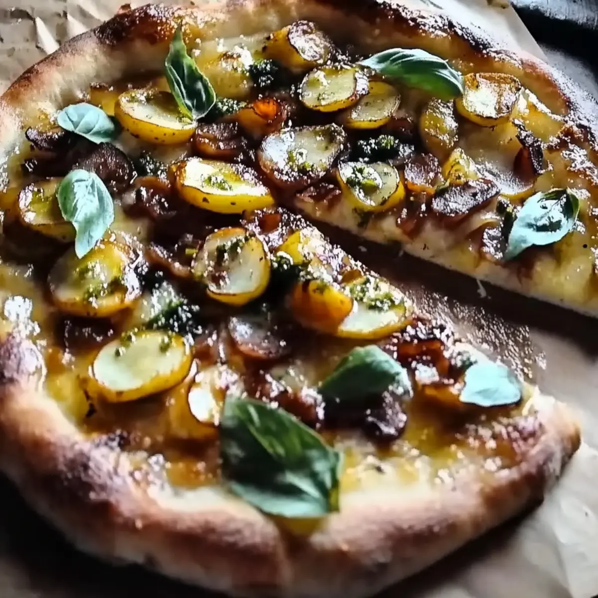 Caramelized Leek Pizza w/ Spicy Honey