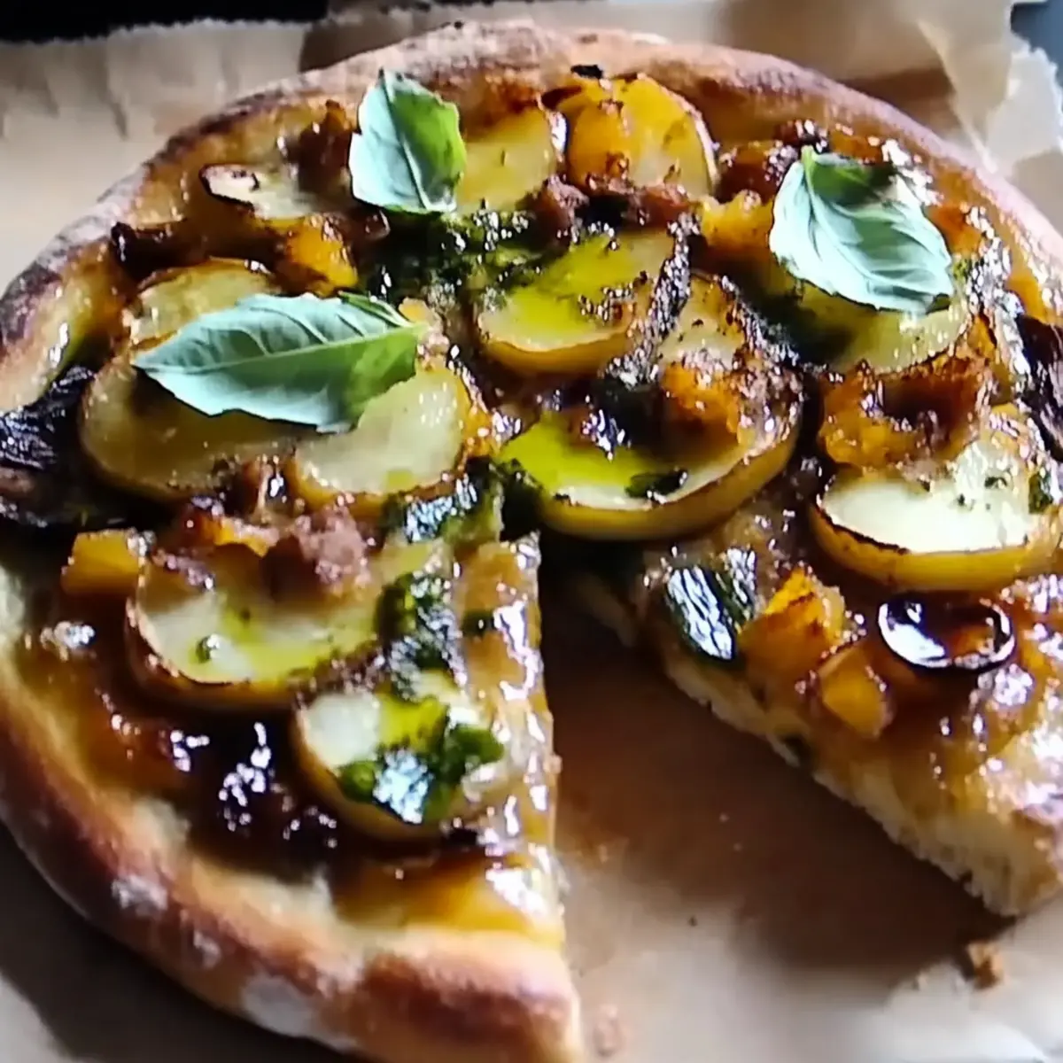 Caramelized Leek Pizza w/ Spicy Honey